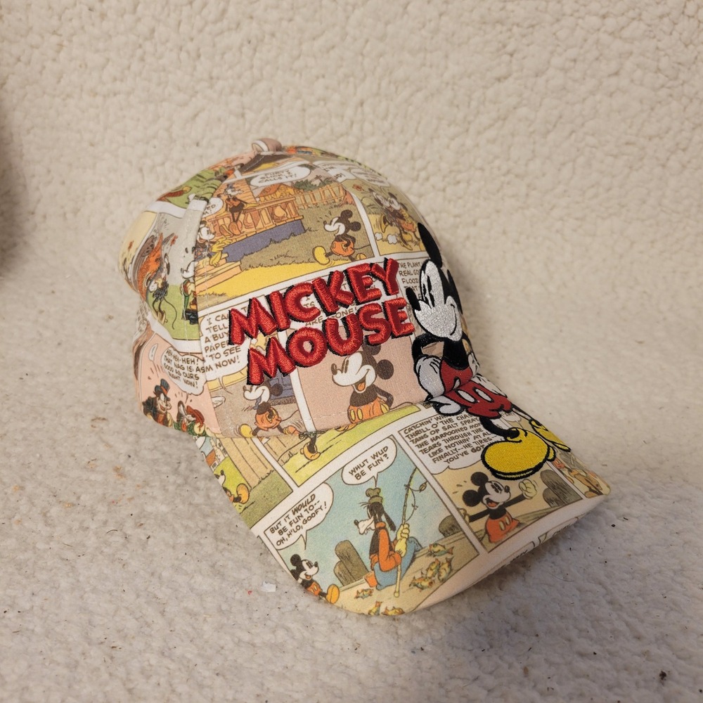Disney Mickey Mouse Comic Strip All Over Print Embroidered Baseball Cap Hat